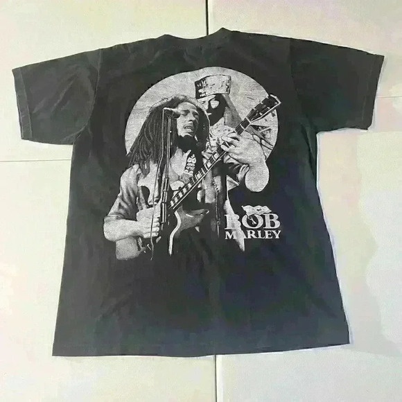 Vintage 90s Bob Marley T-Shirt Mens Rap Tee Rasta Front Back Large - Picture 2 of 7